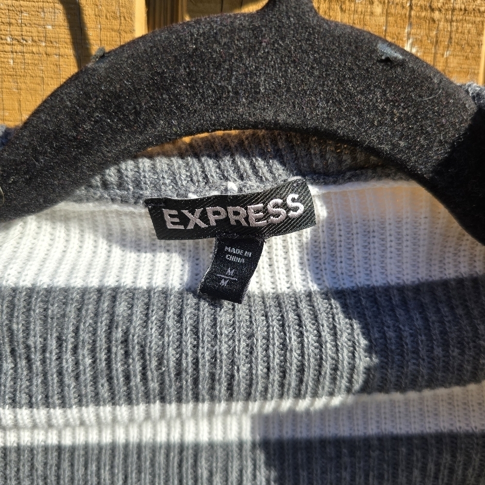 Express Two-Tone Striped Cardigan - Picture 2 of 3